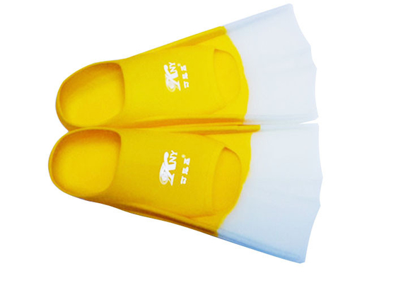 Alette di nuotata bianche gialle del silicone, logo stampato seta di nuoto dell'aletta