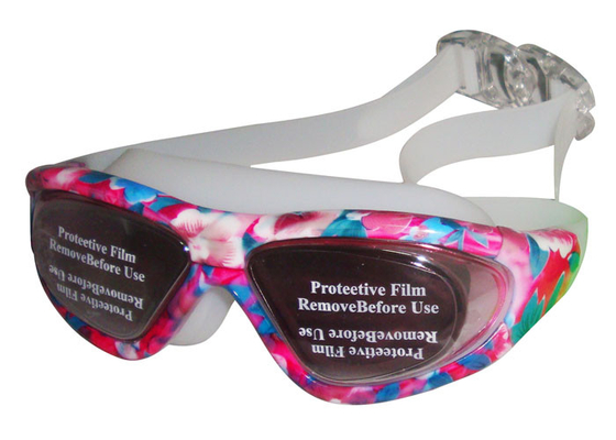 Occhiali di protezione di nuoto di vetro di prescrizione bianca blu di Rosa grandangolari