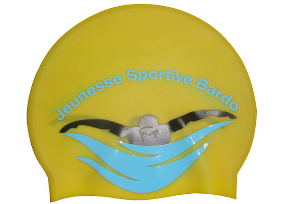 Cappucci di nuoto gialli su ordinazione ecologici del silicone per gli adulti